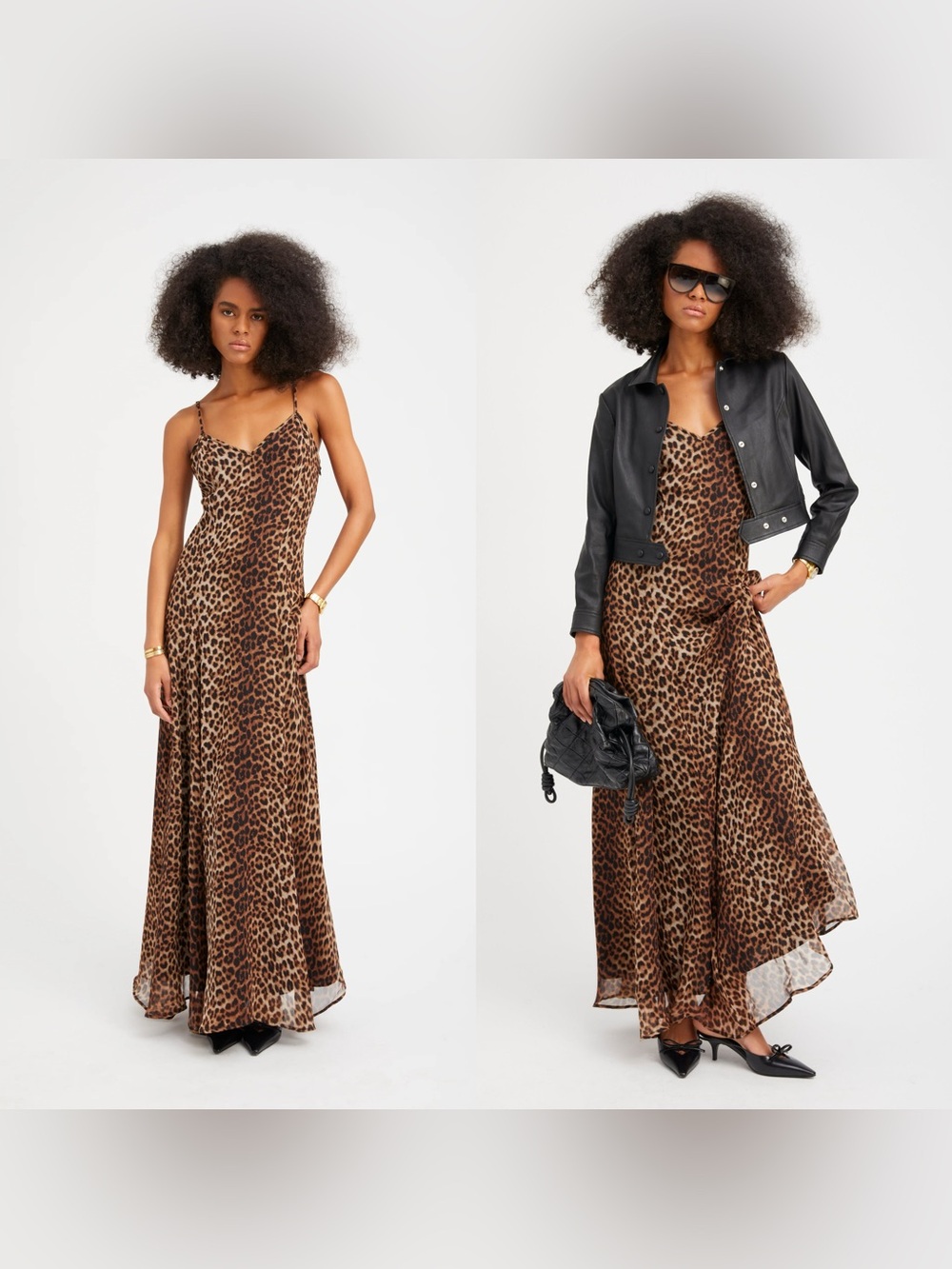SPRWMN Silk Bias Maxi Dress in “jaguar” leopard print